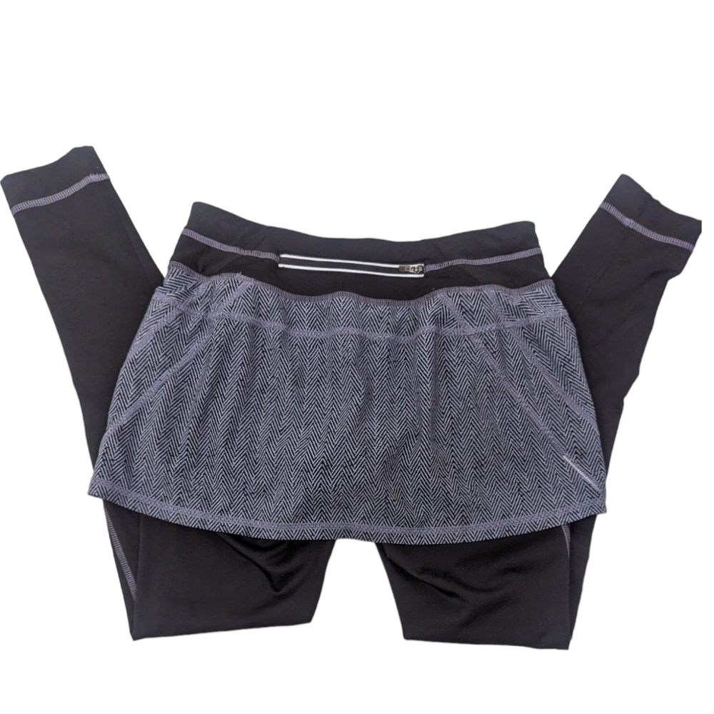 Athleta Skirted Leggings Athletic Pants Tights Womens XS Black Gray 7/8 Length - Picture 4 of 13